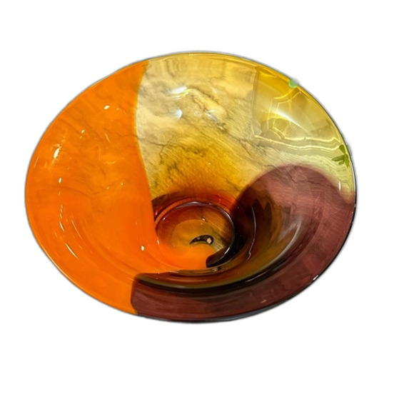 Teleflora Hand Blown Multi-Colored Studio Art MCM Swirl Glass Bowl - Picture 12 of 16